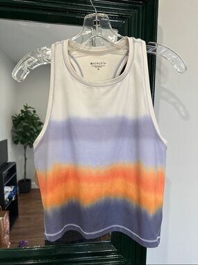 Athleta Cream, Lavender & Orange Tie-Dye Racerback Tank